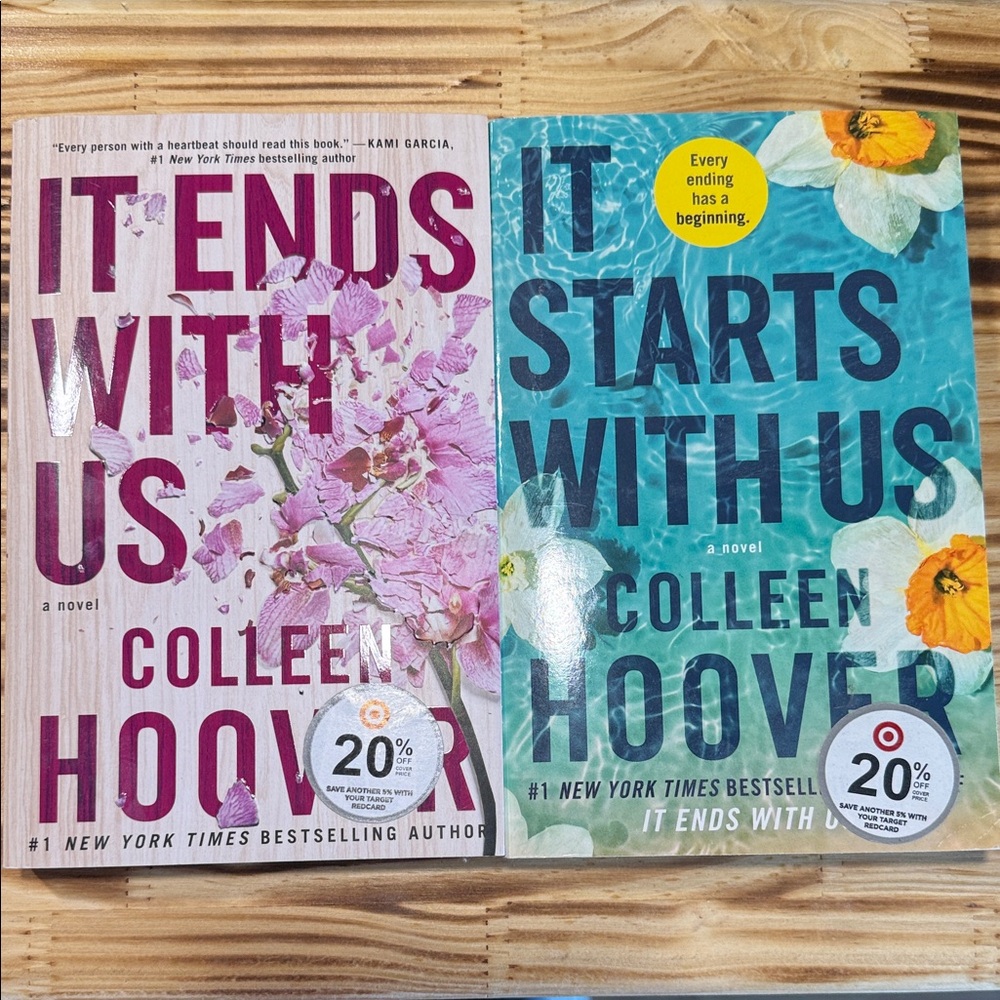 'It Ends With Us' and 'It Starts With Us' Book Pair - Pink & Teal Covers